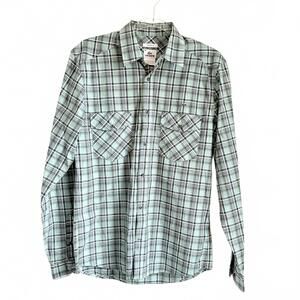 Lacoste | Men’s Long Sleeve Button Up Green Black Plaid Shirt Modern Fit Size M